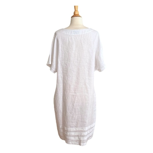HARIS COTTON White Linen Shift Dress Relaxed Fit Beachy Coastal Size Small - Picture 6 of 12